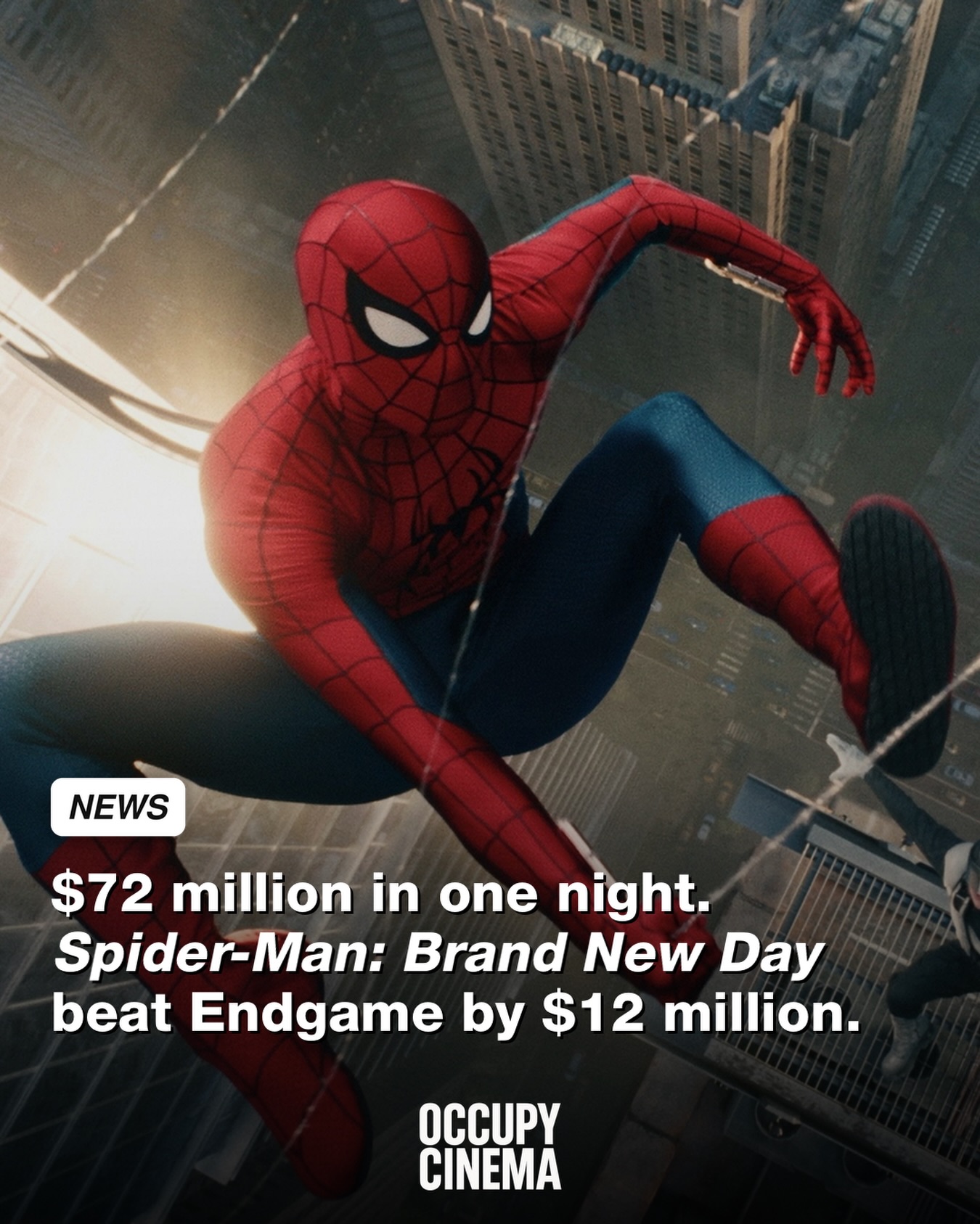Spider-Man: Brand New Day Smashes Avengers: Endgame Preview Record With $72 Million