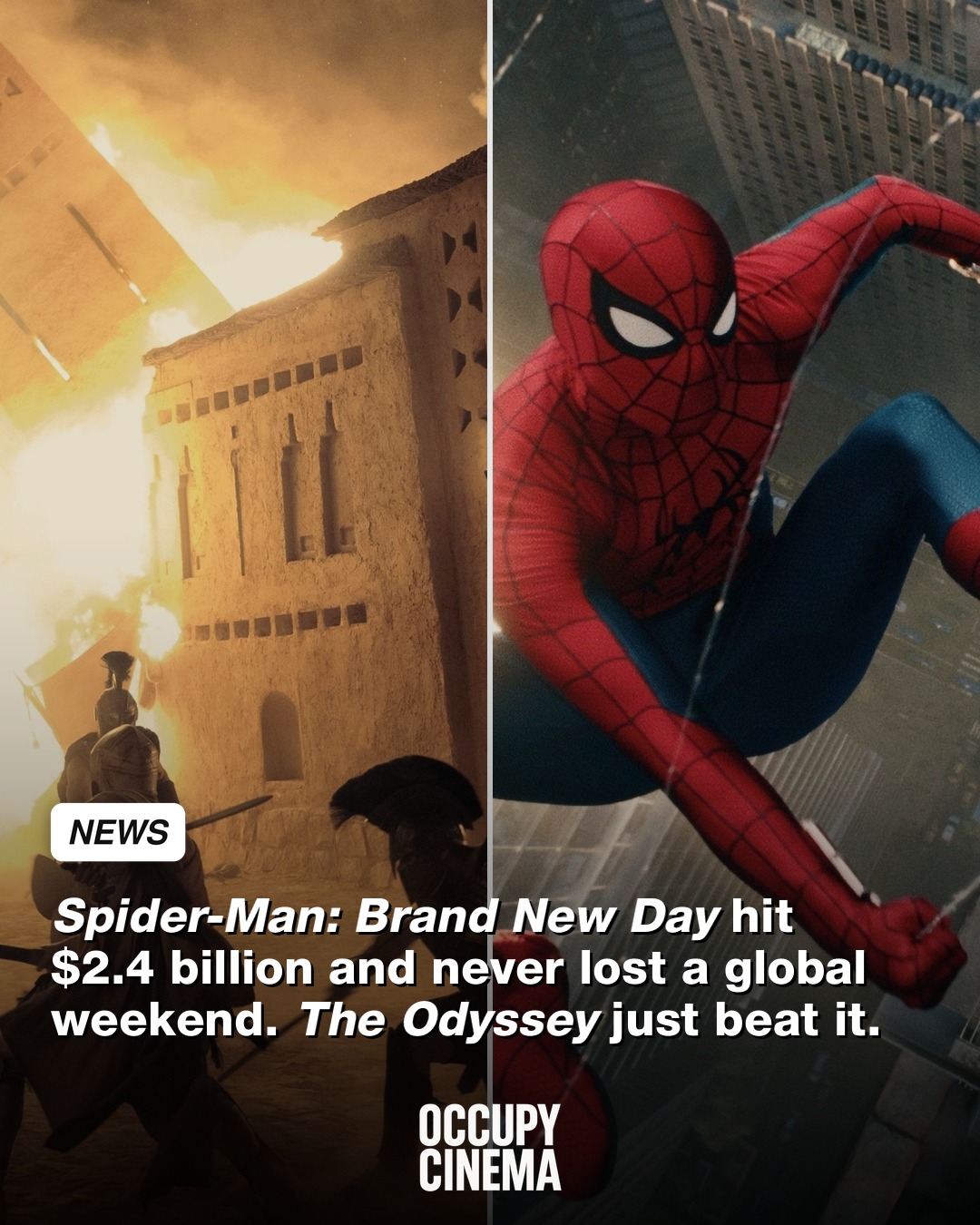 Nolan's 'The Odyssey' Finally Dethrones 'Brand New Day' Globally, But Don't Count Spidey Out Yet